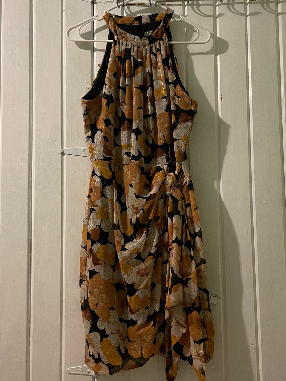 Melonie T. faux wrap metallic dress-size 10 EUC
